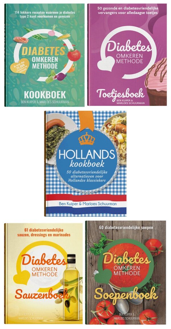 Diabetes Omkeren Methode Kookboek & Toetjesboek & Hollands Kookboek & Sauzenboek & Soepenboek Combinatie Aanbieding